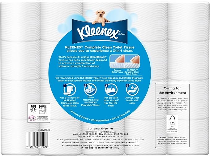 Kleenex Complete Clean Toilet Paper 60 Count (1x60 Rolls) - Image 2