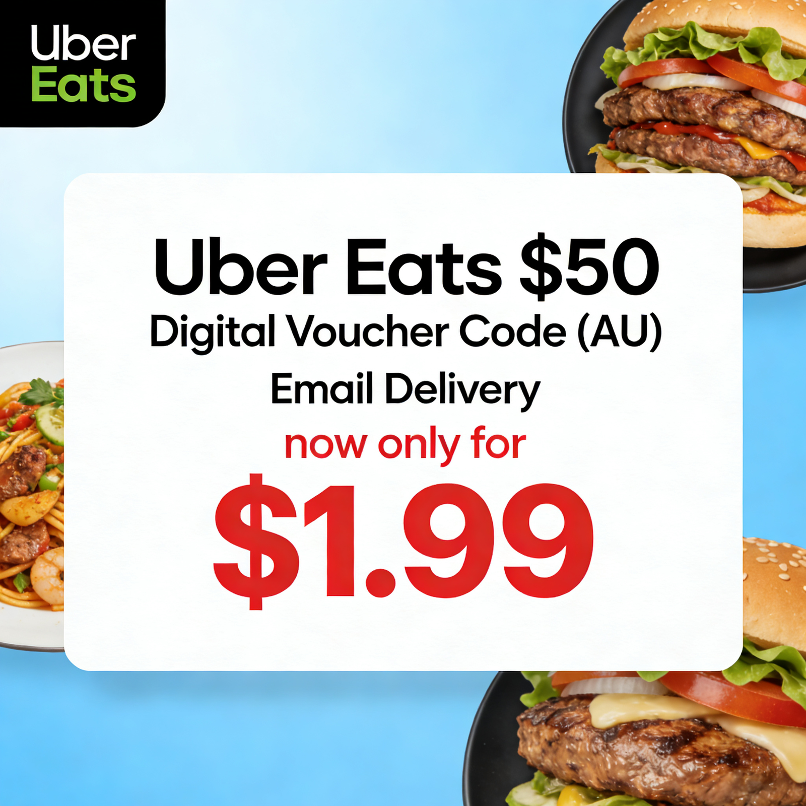 Uber Eats $50 e-voucher code (Australia) – sent by email